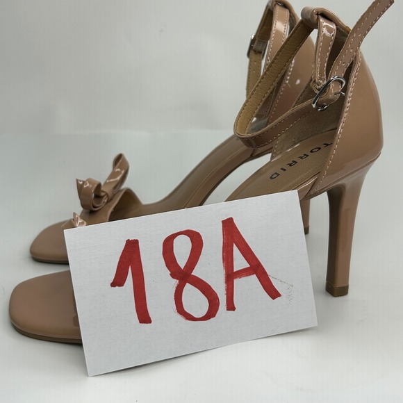New Torrid Stiletto Heels Nude Patent Bow Square Toe Ankle Strap 7.5WW 17229919 - Picture 14 of 14